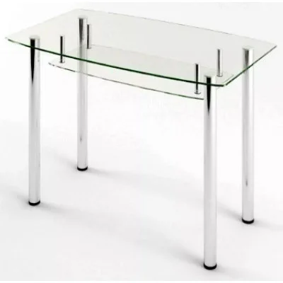 Glass dining table D-05-3 with tempered glass and chrome legs